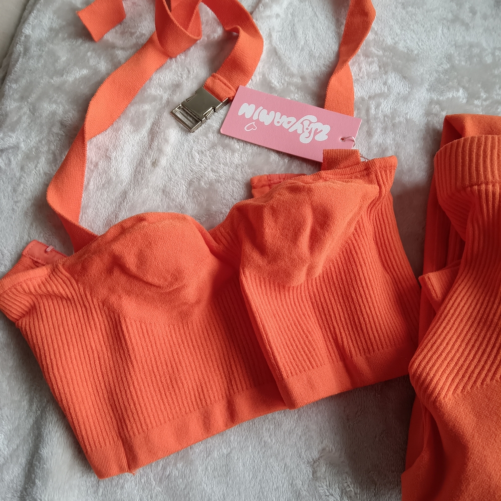 Orange Ribbed Two-Piece Set - Picture 3 of 5